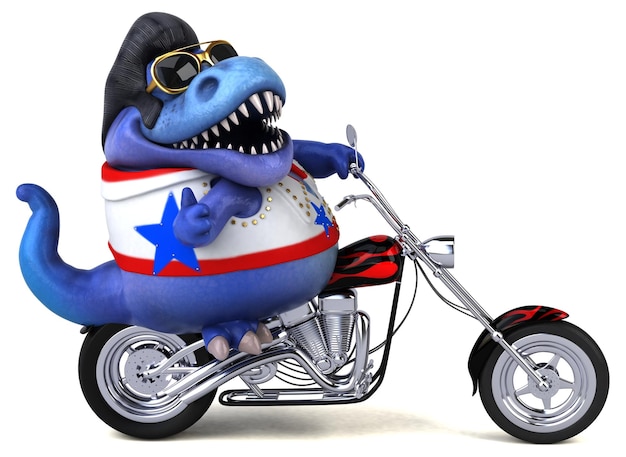 Fun 3D cartoon illustration of a Trex rocker