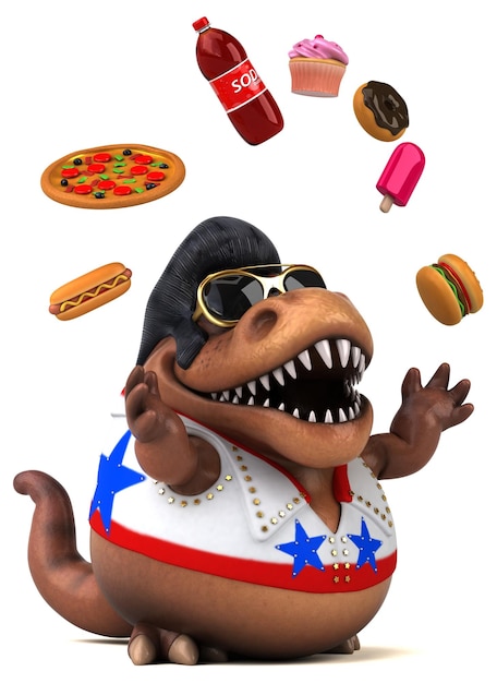 Fun 3D cartoon illustration of a Trex rocker