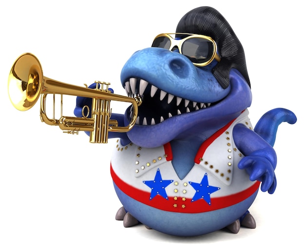 Fun 3D cartoon illustration of a Trex rocker