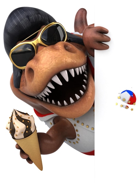 Photo fun 3d cartoon illustration of a trex rocker