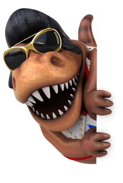 Fun 3D cartoon illustration of a Trex rocker