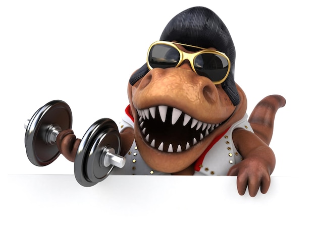 Fun 3D cartoon illustration of a Trex rocker