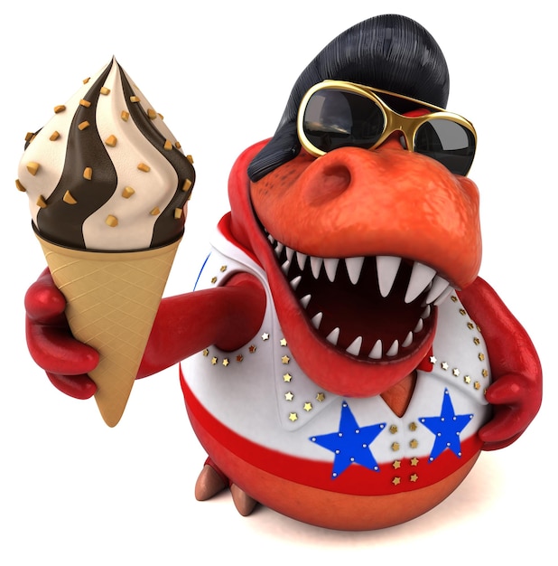 Fun 3D cartoon illustration of a Trex rocker