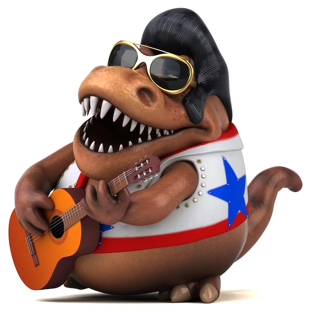 Fun 3D cartoon illustration of a Trex rocker