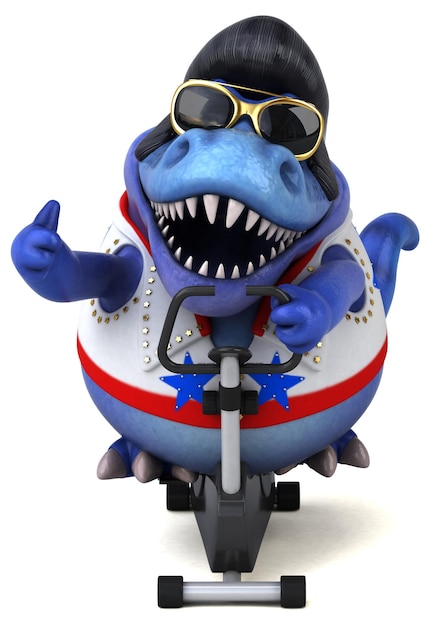 Fun 3D cartoon illustration of a Trex rocker