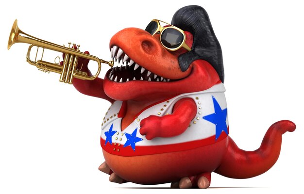 Fun 3D cartoon illustration of a Trex rocker