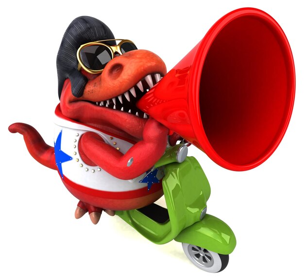 Fun 3D cartoon illustration of a Trex rocker