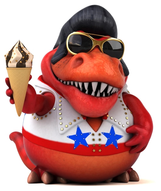 Fun 3D cartoon illustration of a Trex rocker