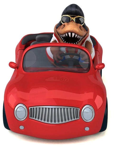 Fun 3D cartoon illustration of a Trex rocker