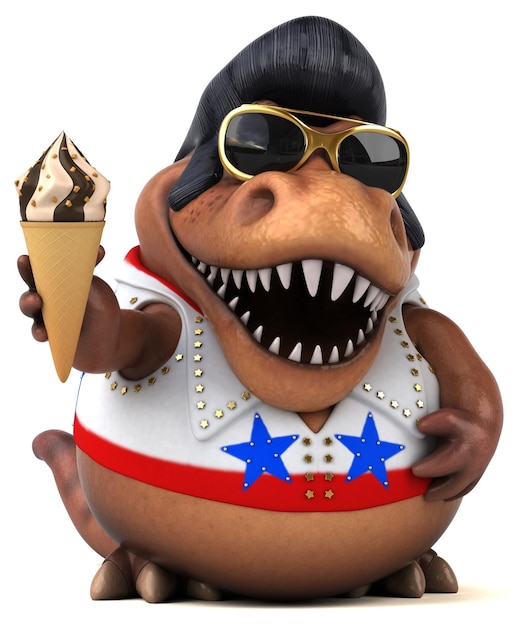 Fun 3D cartoon illustration of a Trex rocker