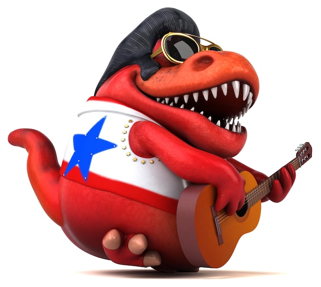 Fun 3D cartoon illustration of a Trex rocker