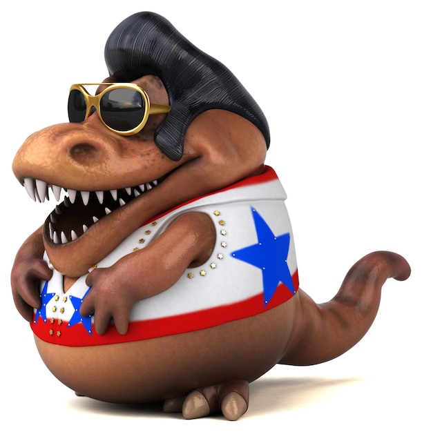 Fun 3D cartoon illustration of a Trex rocker