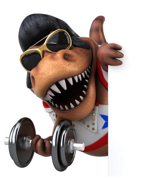 Fun 3D cartoon illustration of a Trex rocker