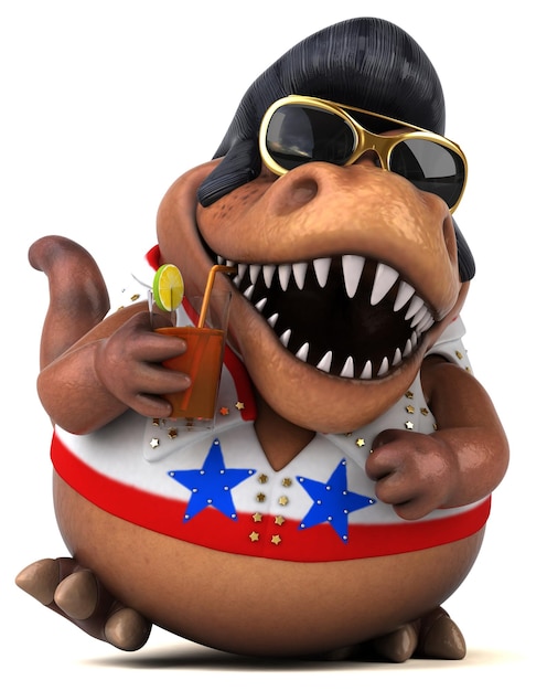 Fun 3D cartoon illustration of a Trex rocker