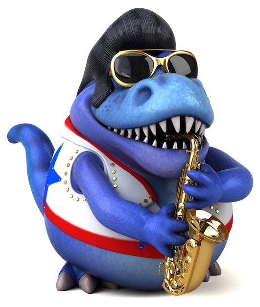 Fun 3D cartoon illustration of a Trex rocker