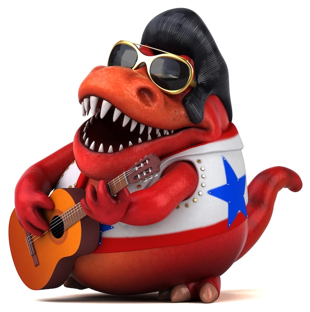 Fun 3D cartoon illustration of a Trex rocker