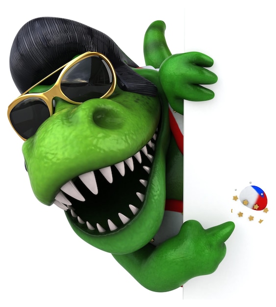 Photo fun 3d cartoon illustration of a trex rocker