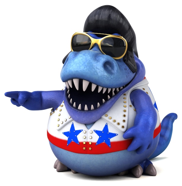 Photo fun 3d cartoon illustration of a trex rocker