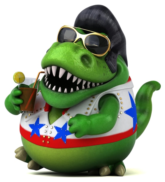 Fun 3D cartoon illustration of a Trex rocker