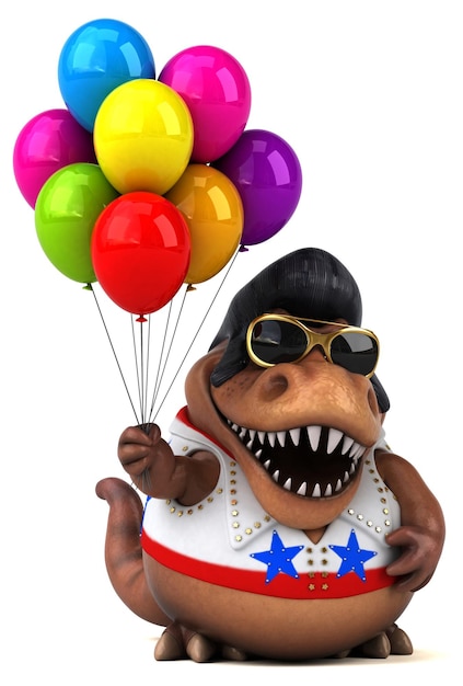 Fun 3D cartoon illustration of a Trex rocker