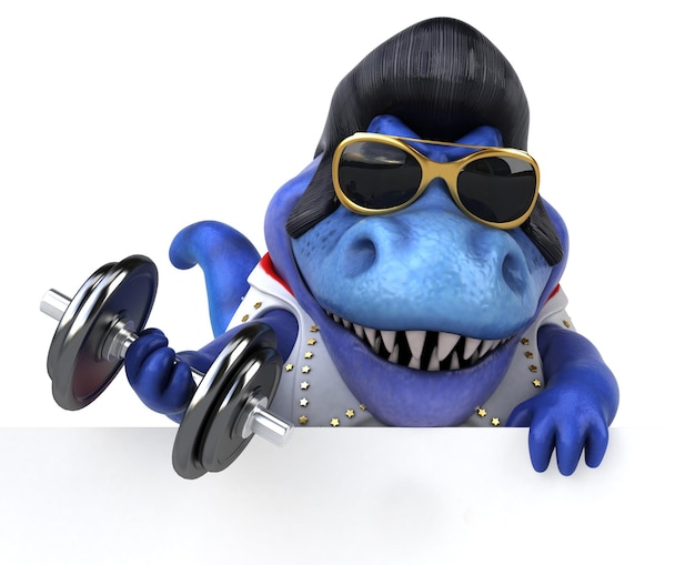 Fun 3D cartoon illustration of a Trex rocker