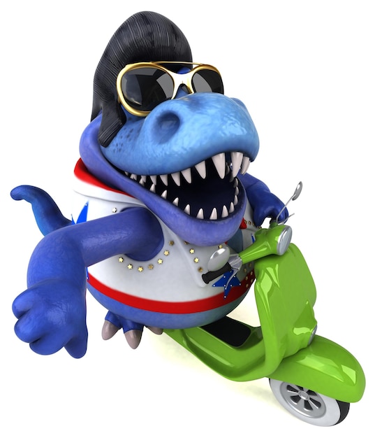 Fun 3D cartoon illustration of a Trex rocker