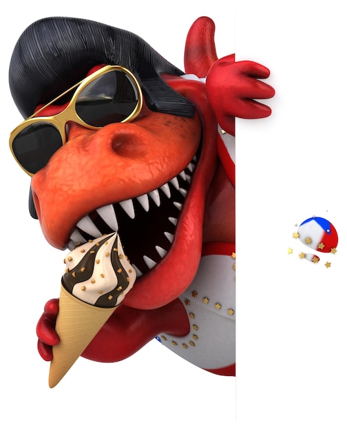 Fun 3D cartoon illustration of a Trex rocker