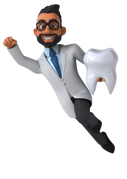 Fun 3D cartoon indian dentist