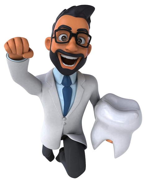 Fun 3D cartoon indian dentist