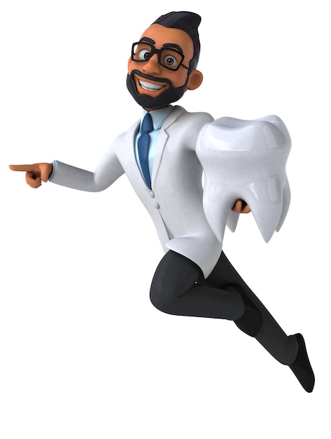 Fun 3D cartoon indian dentist