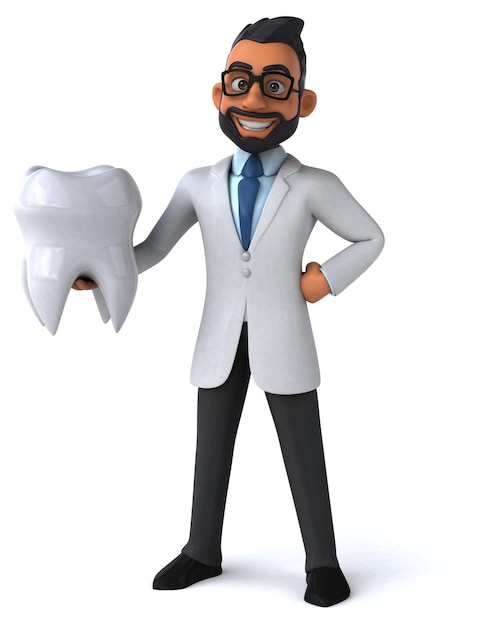 Fun 3D cartoon indian dentist