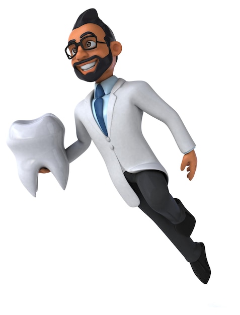 Fun 3D cartoon indian dentist