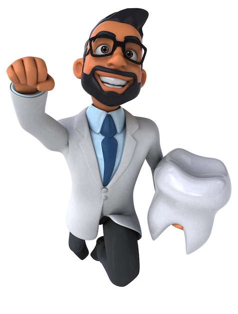 Fun 3D cartoon indian dentist