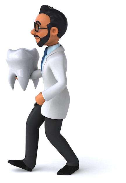 Fun 3D cartoon indian dentist