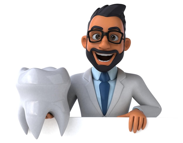 Fun 3D cartoon indian dentist