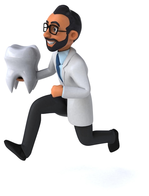 Fun 3D cartoon indian dentist