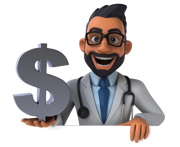 Fun 3D cartoon indian doctor