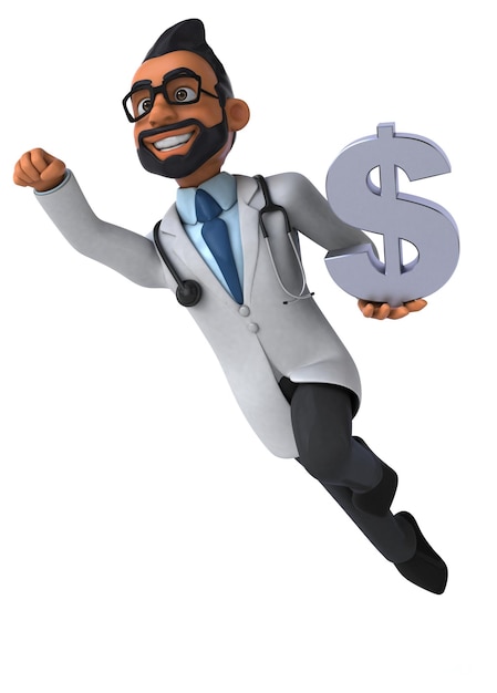 Fun 3D cartoon indian doctor