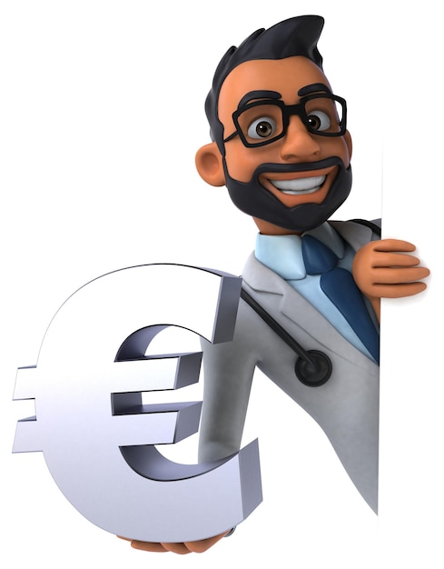 Fun 3D cartoon indian doctor