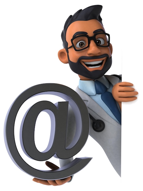 Fun 3D cartoon indian doctor