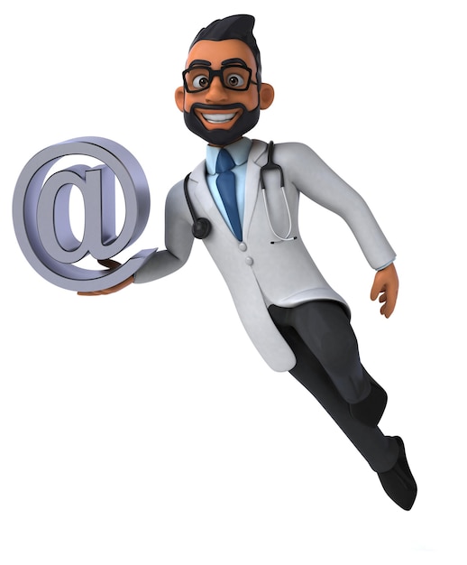 Fun 3D cartoon indian doctor