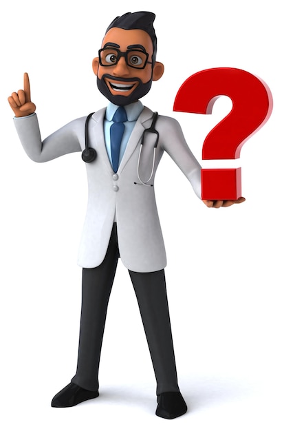 Fun 3D cartoon indian doctor