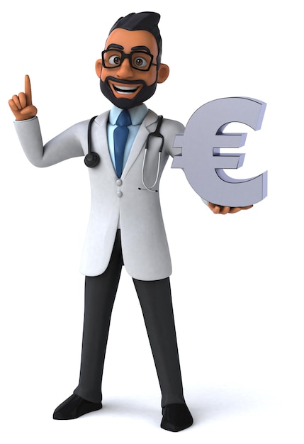 Fun 3D cartoon indian doctor