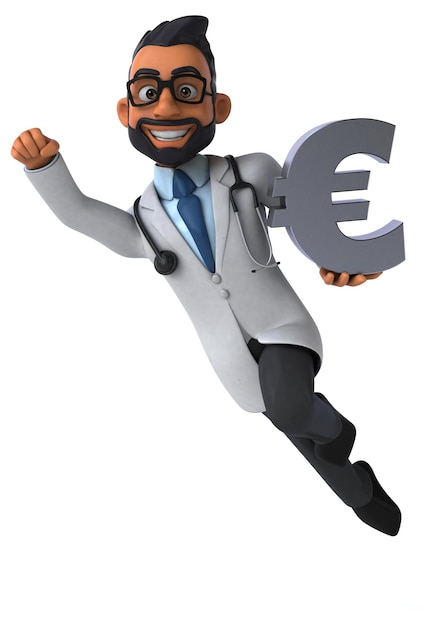 Fun 3D cartoon indian doctor