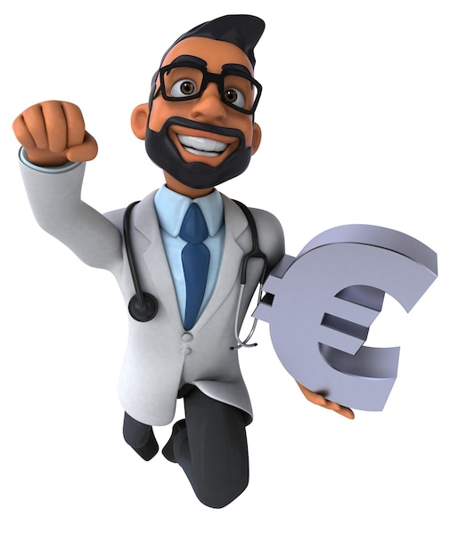 Fun 3D cartoon indian doctor