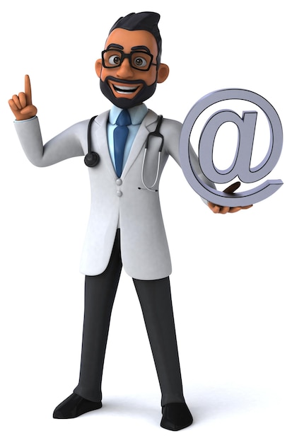 Fun 3D cartoon indian doctor