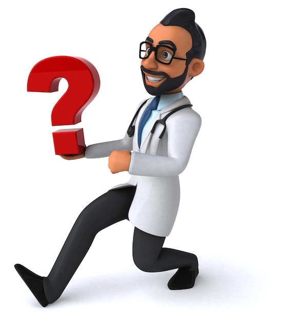 Fun 3D cartoon indian doctor