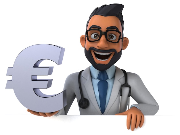 Fun 3D cartoon indian doctor