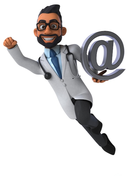 Fun 3D cartoon indian doctor