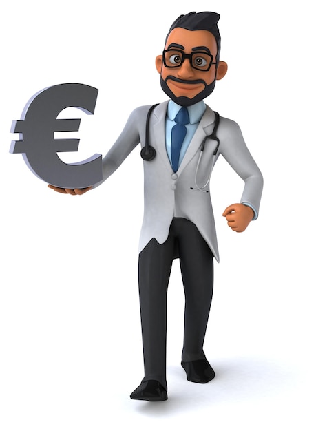 Fun 3D cartoon indian doctor